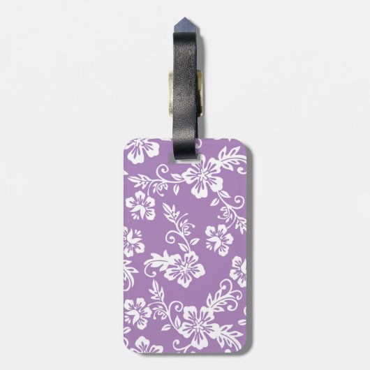 Paars Hawaiian Print Bagagelabel (Achterkant verticaal)