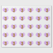 Paars Heart Gold Glitter 3rd Birthday Cadeaupapier (Vlak)