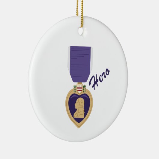 Paars Heart Hero Keramisch Ornament (Rechts)