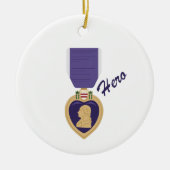 Paars Heart Hero Keramisch Ornament (Voorkant)