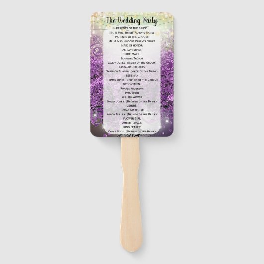 Paars-Heart Leaf Tree Wedding Program Fan Handwaaier (Achterkant)