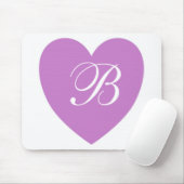 Paars Heart Monogram Mousepad Muismat (Met muis)