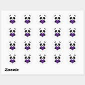 Paars Heart Panda Ronde Sticker (Vel)