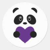 Paars Heart Panda Ronde Sticker (Voorkant)