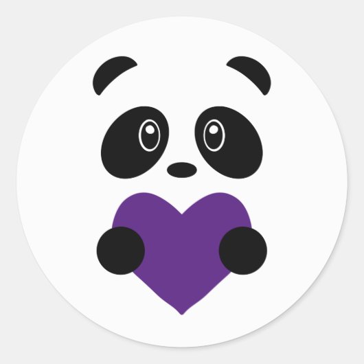 Paars Heart Panda Ronde Sticker (Voorkant)