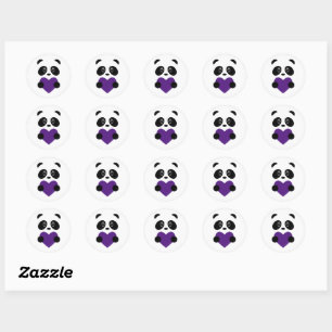 Paars Heart Panda Ronde Sticker