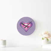 Paars Heart S-Shield Ronde Klok (Huis)