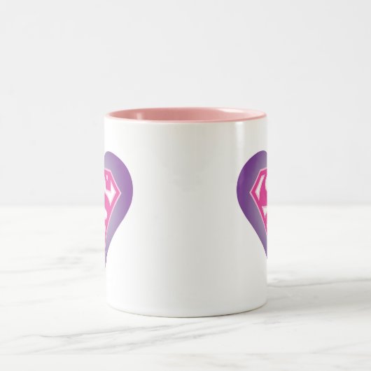 Paars Heart S-Shield Tweekleurige Koffiemok (Center)