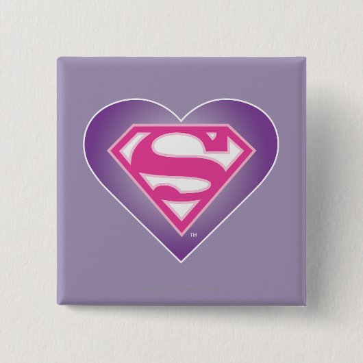 Paars Heart S-Shield Vierkante Button 5,1 Cm (Voorkant)