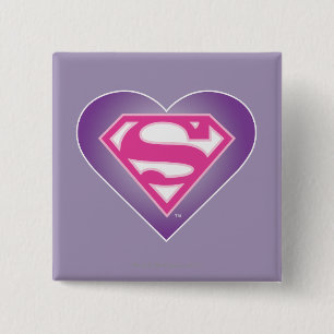 Paars Heart S-Shield Vierkante Button 5,1 Cm