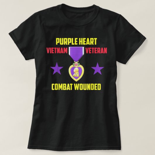 Paars Heart Vietnam Veteraan T-shirt (Design voorkant)