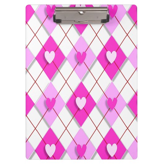Paars Hearts Argyle Klembord (Voorkant)