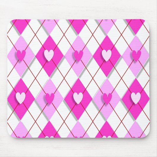 Paars Hearts Argyle Muismat (Voorkant)
