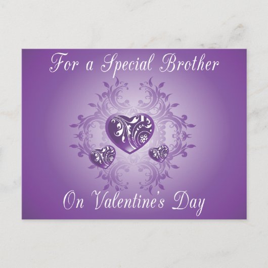 Paars Hearts Brother Valentijn Briefkaart (Voorkant)
