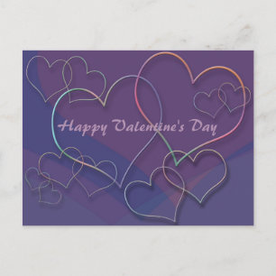 Paars Hearts Pattern Valentijn Briefkaart