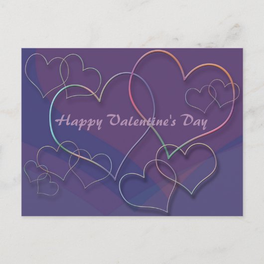 Paars Hearts Pattern Valentijn Briefkaart (Voorkant)