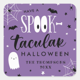 Paars hebben een spoktaculaire halloween gunst vierkante sticker