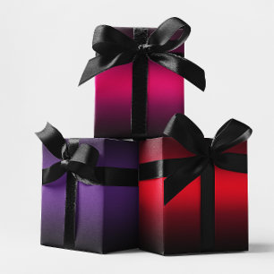 Paars heet roze en rood elegante zwarte ombre mix inpakpapier vel