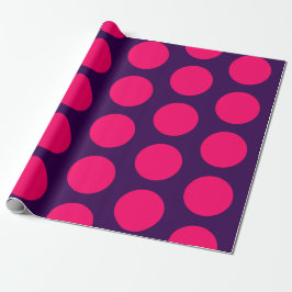 paars & heet roze polka stippen verjaardag cadeaupapier