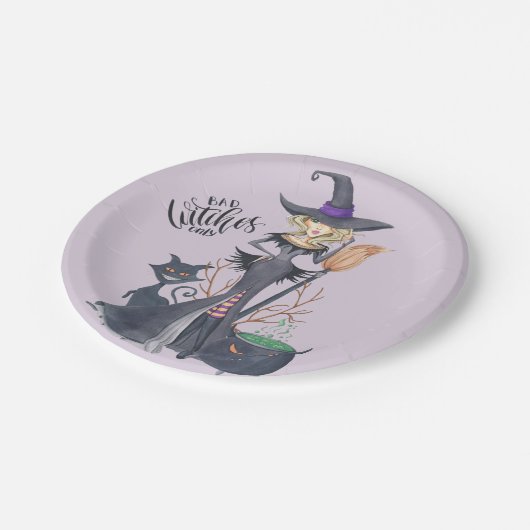 Paars, heks, Halloween Papieren Bordje (Gekanteld)