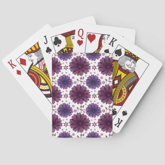 Paars Hemels Bloempatroon Pokerkaarten (Achterkant)