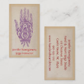 Paars Henna Hand Yoga Instructor Visitekaartje (Voorkant / Achterkant)