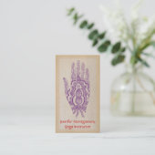 Paars Henna Hand Yoga Instructor Visitekaartje (Staand voorkant)