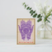 Paars Henna Hands Yoga Studio Visitekaartje (Staand voorkant)