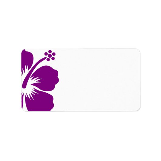 Paars hibiscus bruiloft blanco adreslabel etiket (Voorkant)