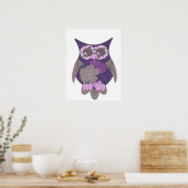 Paars Hibiscus Owl Poster (Keuken)
