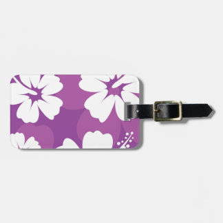 Paars Hibiscus Pattern Bagagelabel