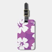 Paars Hibiscus Pattern Bagagelabel (Voorkant verticaal)