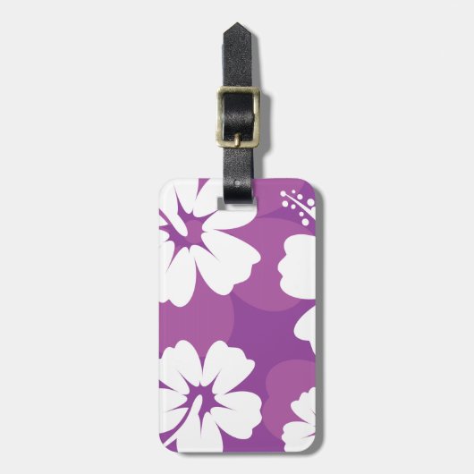 Paars Hibiscus Pattern Bagagelabel (Voorkant verticaal)