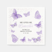 Paars Hij Geeft Me Vlinders Bruidsfeest Servet (Voorkant)