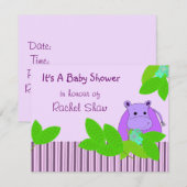 Paars Hippo Baby shower Kaart (Voorkant / Achterkant)