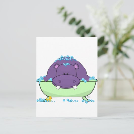 Paars_Hippo_Bath.png Briefkaart (Staand voorkant)