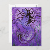 Paars Hippocamp-Briefkaart Briefkaart (Voorkant / Achterkant)