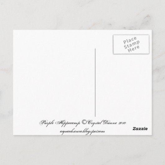 Paars Hippocamp-Briefkaart Briefkaart (Achterkant)