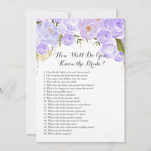 paars Hoe goed ken je de bruid? Kaart (Voorkant)