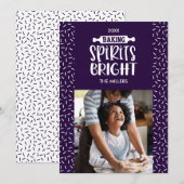 Paars | Holiday Baking Spirits Bright Foto Feestdagenkaart (Voorkant / Achterkant)