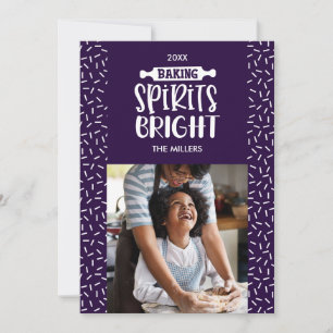 Paars Holiday Baking Spirits Bright Foto Feestdagenkaart