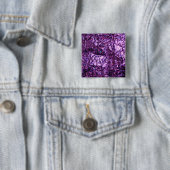 Paars hologrampapier vierkante button 5,1 cm (In situ)