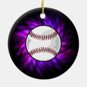 Paars honkbal; Softball Keramisch Ornament (Achterkant)