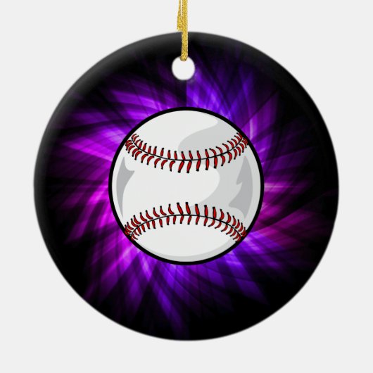 Paars honkbal; Softball Keramisch Ornament (Achterkant)