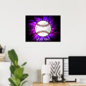 Paars honkbal; Softball Poster (Thuiskantoor)