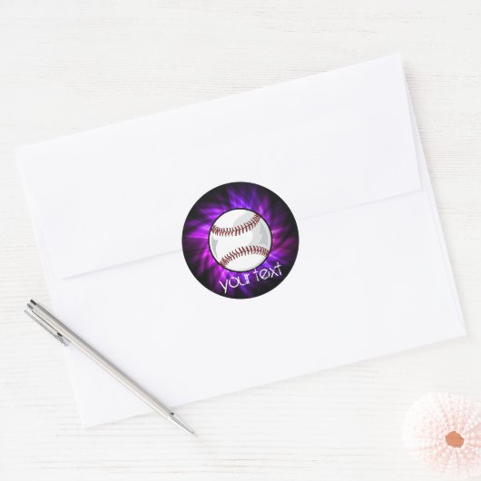Paars honkbal; Softball Ronde Sticker (Envelop)