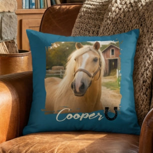 Paars Horse Pillow met eigen naam en foto voor paa Kussen