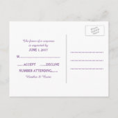 Paars Houndstooth Wedding RSVP Briefkaart (Achterkant)