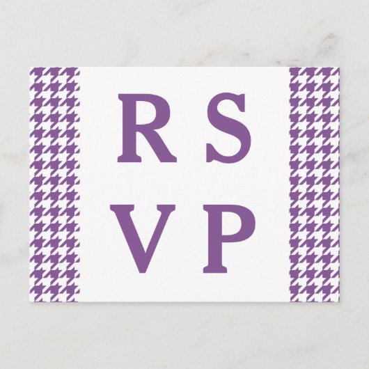 Paars Houndstooth Wedding RSVP Briefkaart (Voorkant)