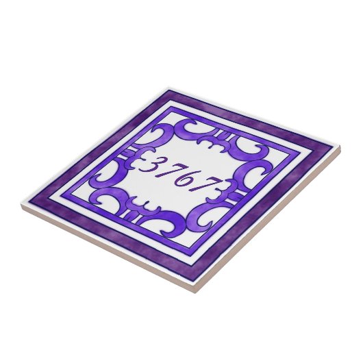 Paars huisnummer tegeltje (Zijkant)